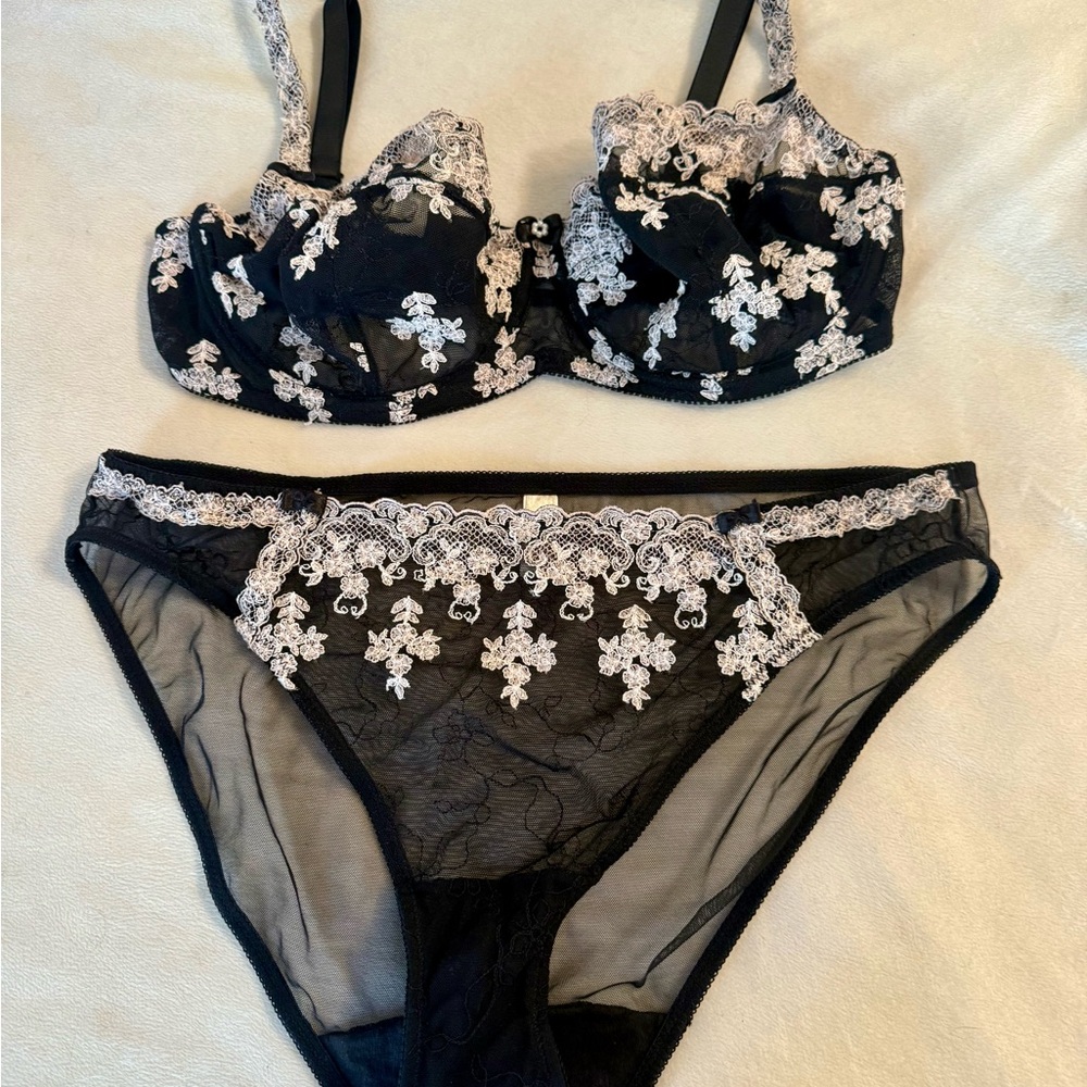 Felina Black Lingerie with White Lace
